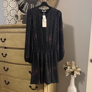 Joie Elegant Black Dress with Firework Pattern